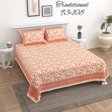 100%pure cotton traditional design bedsheet with 2 pillow cover