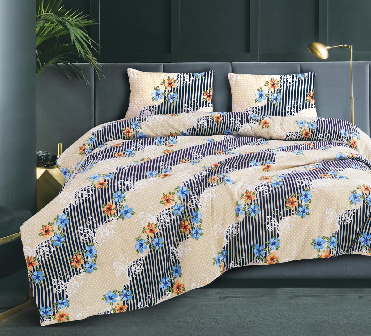 Cotton designer bedsheet with 2 pillow cover