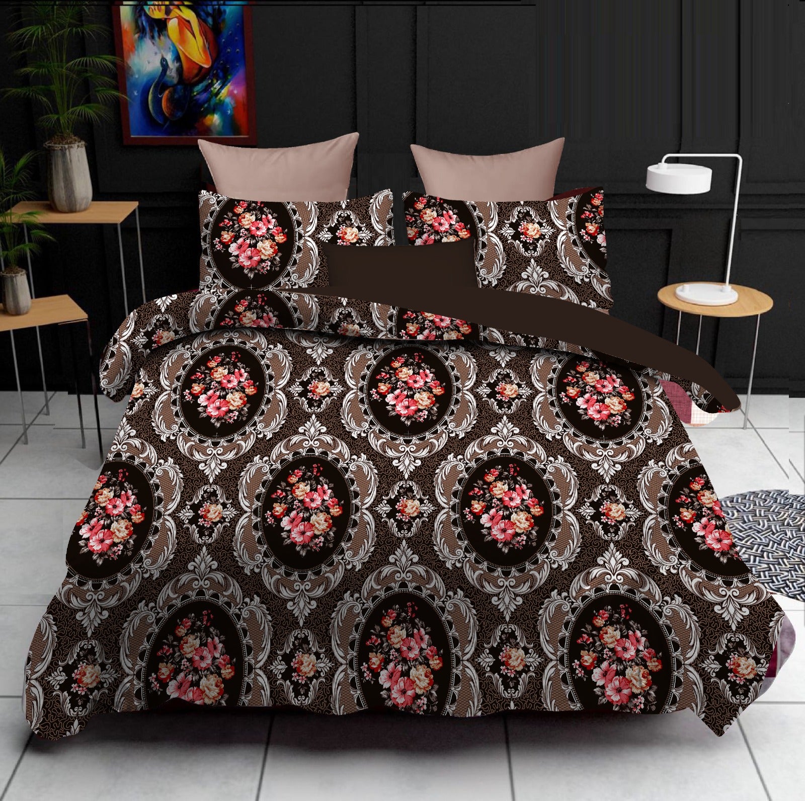 Cotton designer bedsheet with 2 pillow cover