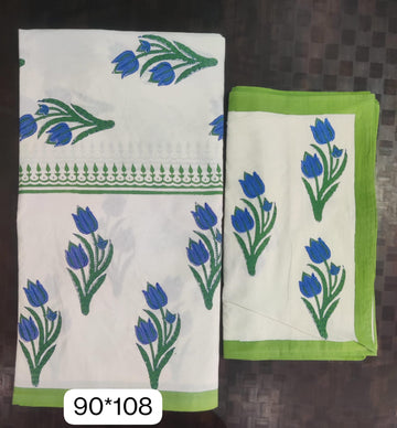 100%Pure cotton hand block designer bedsheet with 2 pillow cover