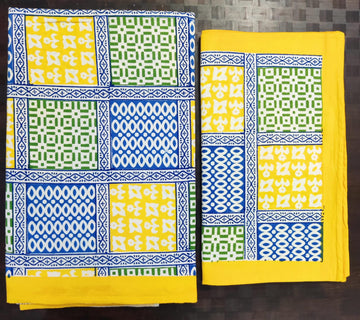 100%Pure cotton hand block designer bedsheet with 2 pillow cover