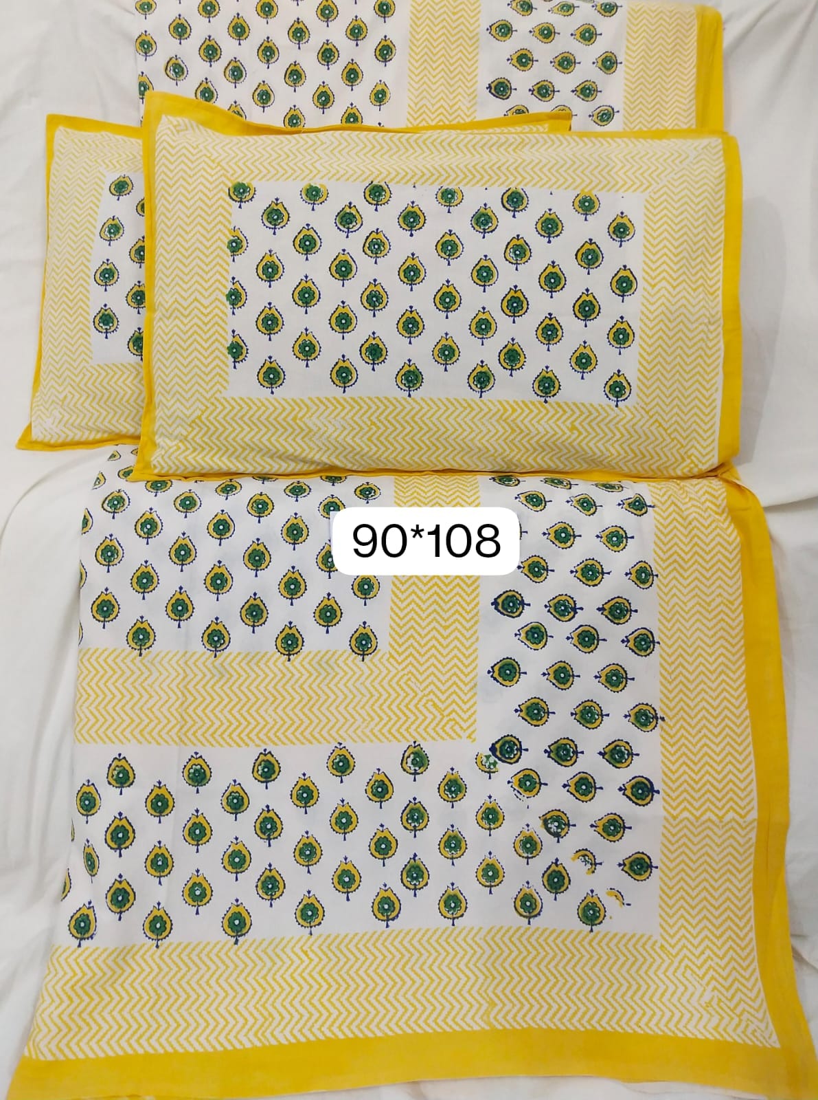 100%Pure cotton hand block designer bedsheet with 2 pillow cover