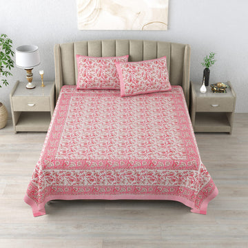 100%Pure cotton hand block designer bedsheet with 2 pillow cover