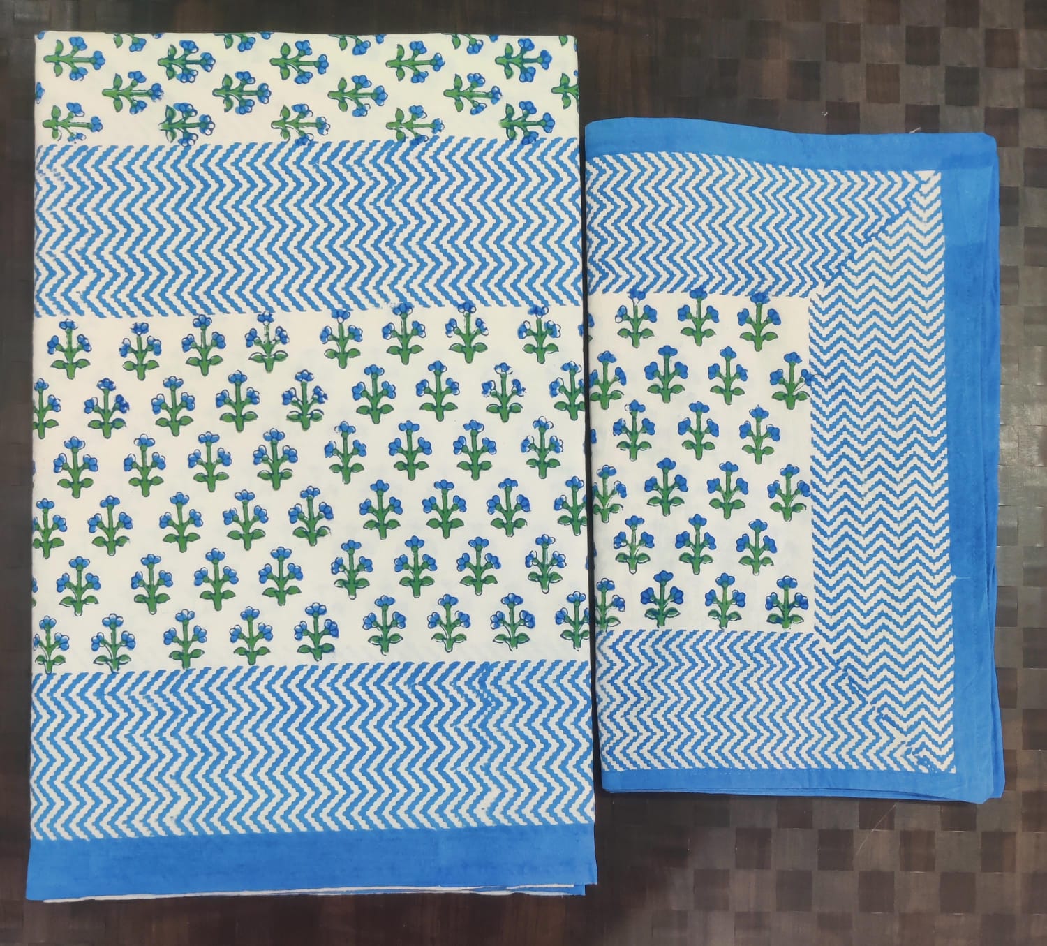 100%Pure cotton hand block designer bedsheet with 2 pillow cover