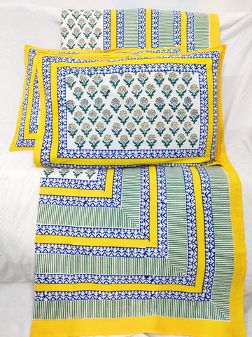 100%Pure cotton hand block designer bedsheet with 2 pillow cover