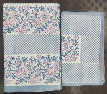 100%Pure cotton hand block designer bedsheet with 2 pillow cover