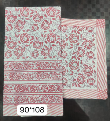 100%Pure cotton hand block designer bedsheet with 2 pillow cover