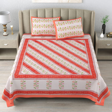 100%Pure cotton hand block designer bedsheet with 2 pillow cover
