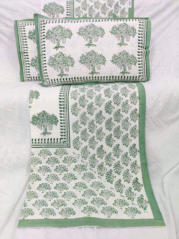 100%Pure cotton hand block designer bedsheet with 2 pillow cover