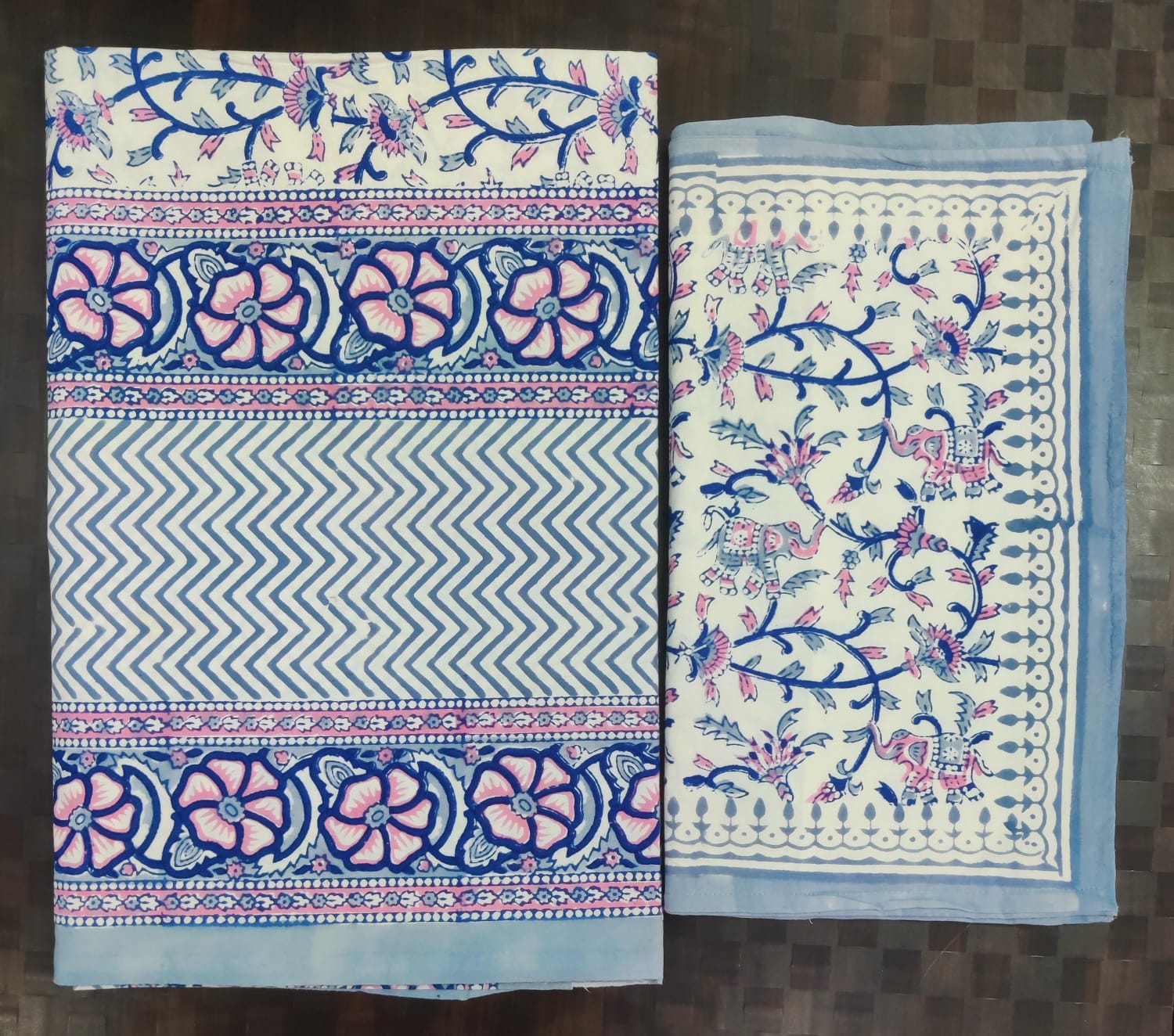 100%Pure cotton hand block designer bedsheet with 2 pillow cover