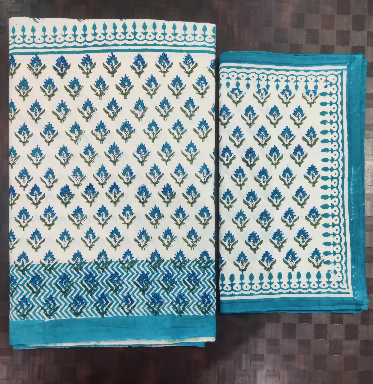 100%Pure cotton hand block designer bedsheet with 2 pillow cover