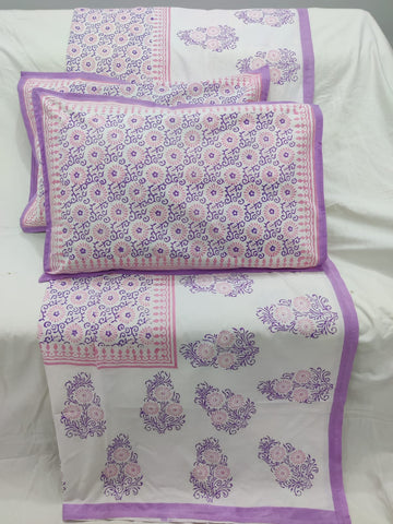 100%Pure cotton hand block designer bedsheet with 2 pillow cover