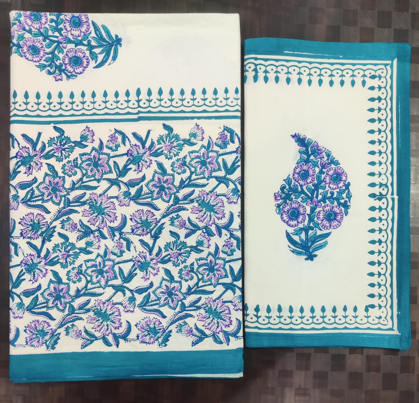100%Pure cotton hand block designer bedsheet with 2 pillow cover