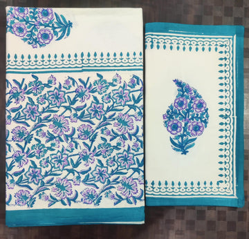 100%Pure cotton hand block designer bedsheet with 2 pillow cover