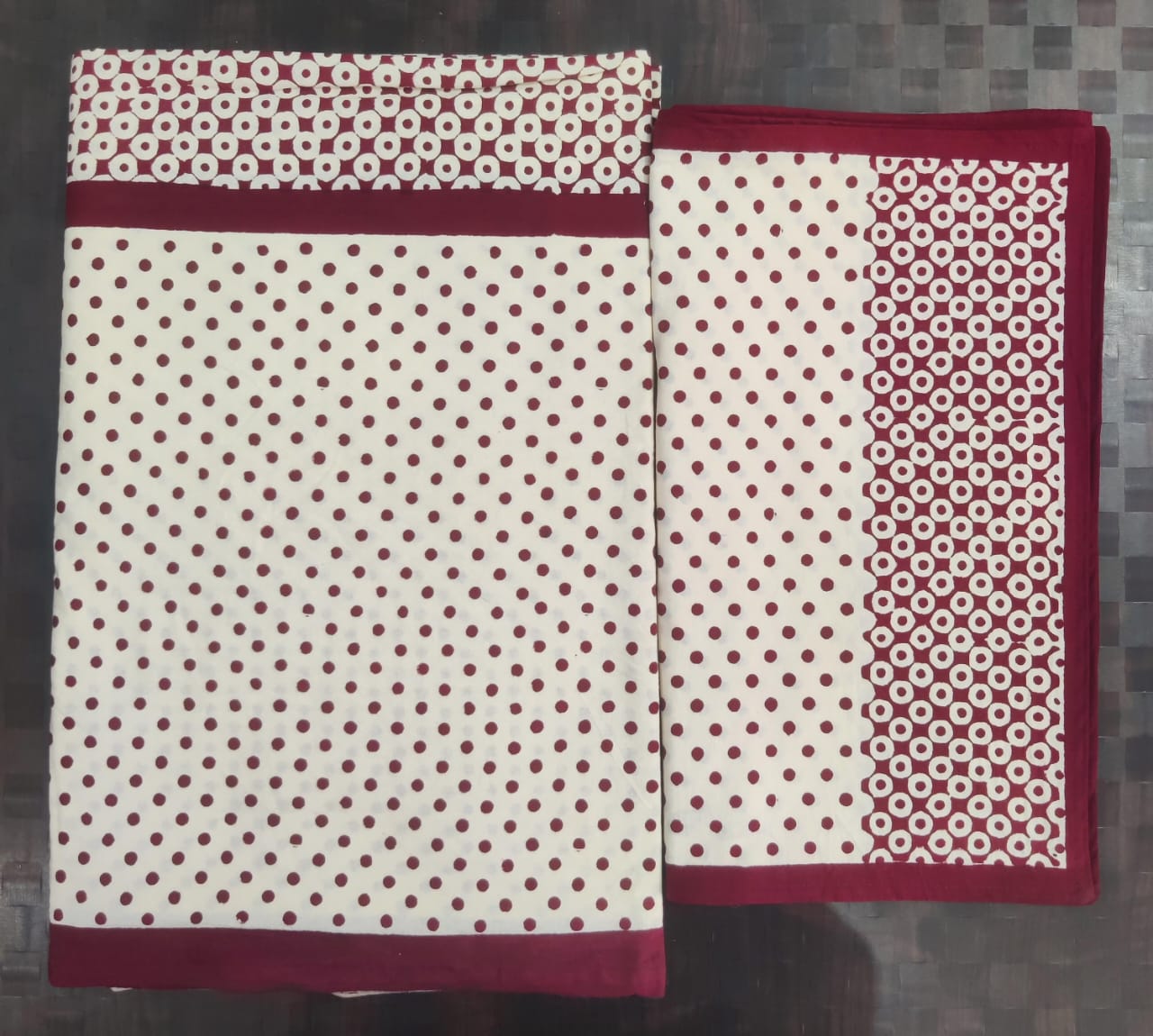 100%Pure cotton hand block designer bedsheet with 2 pillow cover
