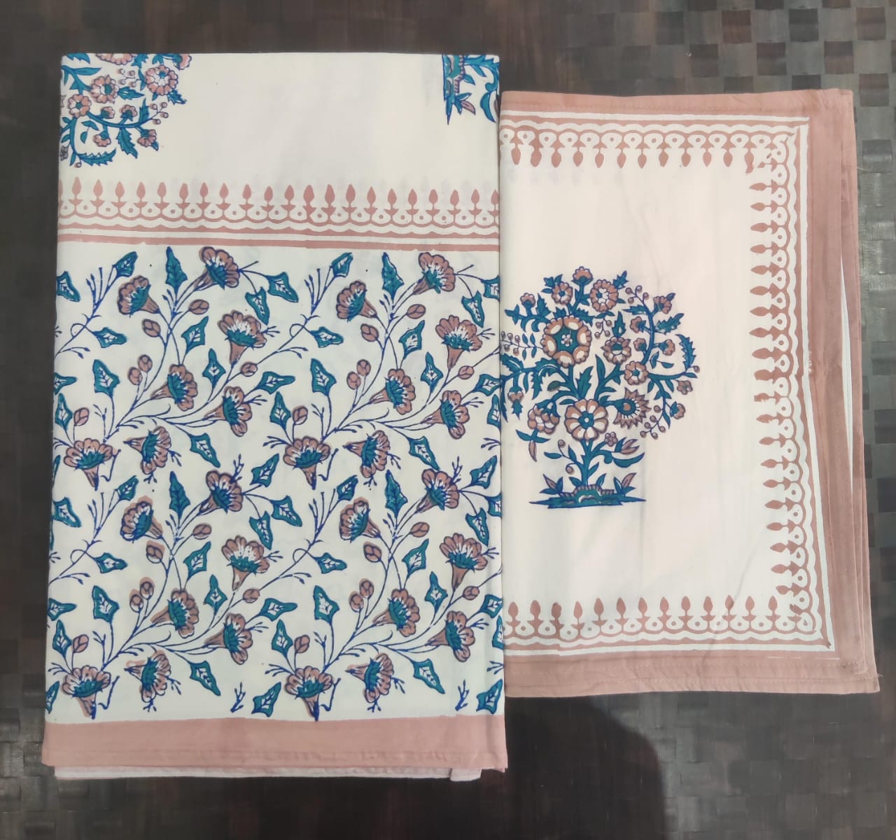 100%Pure cotton hand block designer bedsheet with 2 pillow cover