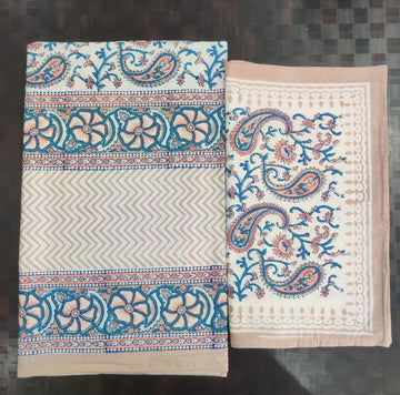 100%Pure cotton hand block designer bedsheet with 2 pillow cover