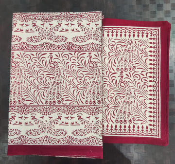 100%Pure cotton hand block designer bedsheet with 2 pillow cover