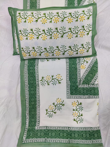 100%Pure cotton hand block designer bedsheet with 2 pillow cover