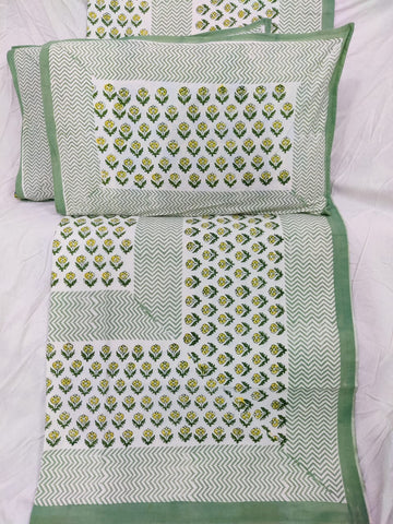 100%Pure cotton hand block designer bedsheet with 2 pillow cover