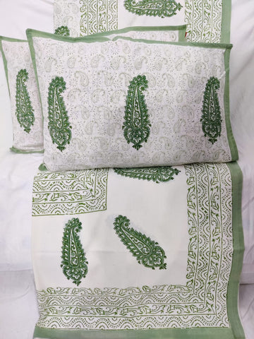 100%Pure cotton hand block designer bedsheet with 2 pillow cover