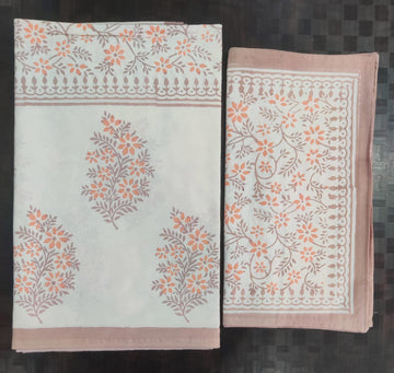 100%Pure cotton hand block designer bedsheet with 2 pillow cover