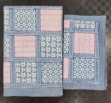 100%Pure cotton hand block designer bedsheet with 2 pillow cover