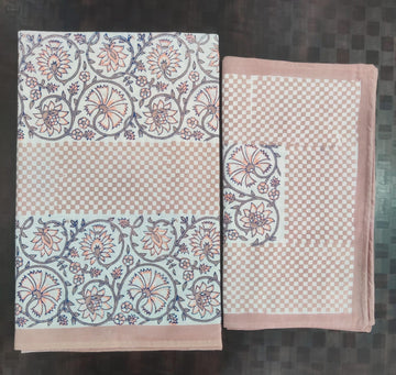 100%Pure cotton hand block designer bedsheet with 2 pillow cover