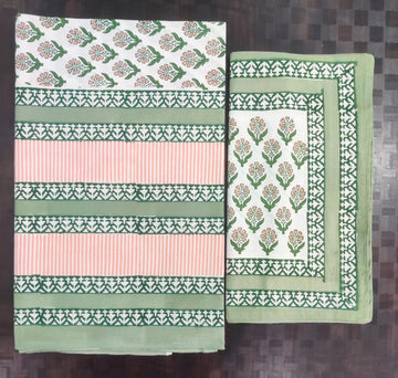 100%Pure cotton hand block designer bedsheet with 2 pillow cover