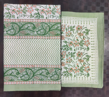 100%Pure cotton hand block designer bedsheet with 2 pillow cover