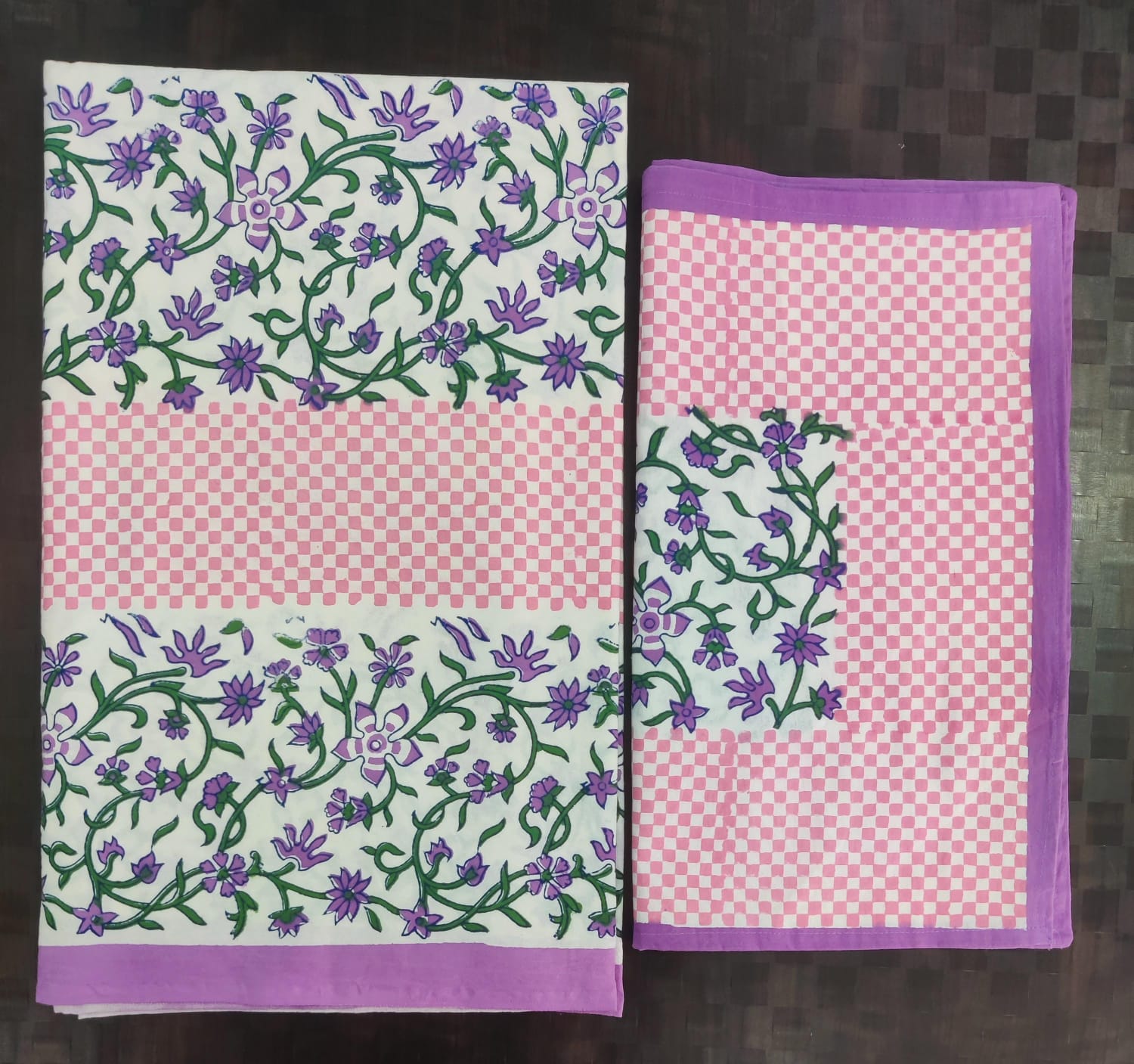 100%Pure cotton hand block designer bedsheet with 2 pillow cover
