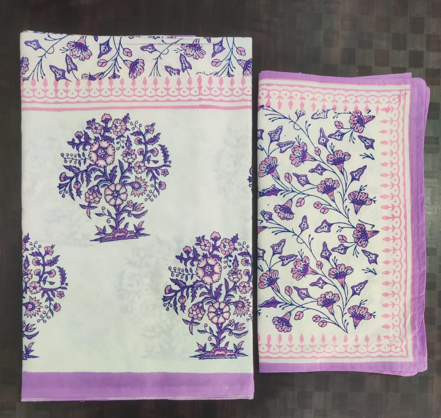 100%Pure cotton hand block designer bedsheet with 2 pillow cover