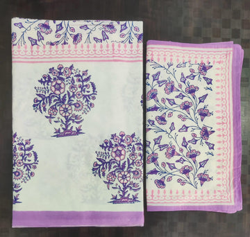100%Pure cotton hand block designer bedsheet with 2 pillow cover
