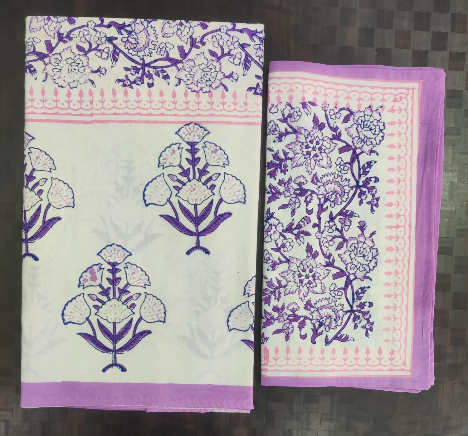 100%Pure cotton hand block designer bedsheet with 2 pillow cover