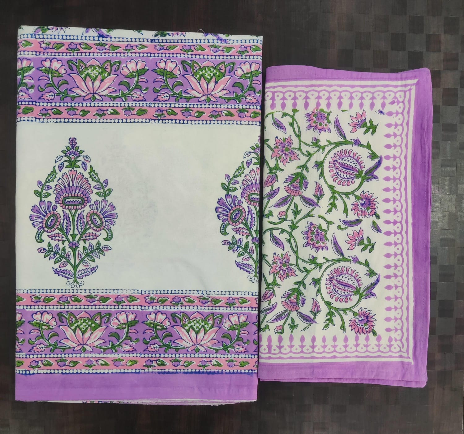100%Pure cotton hand block designer bedsheet with 2 pillow cover