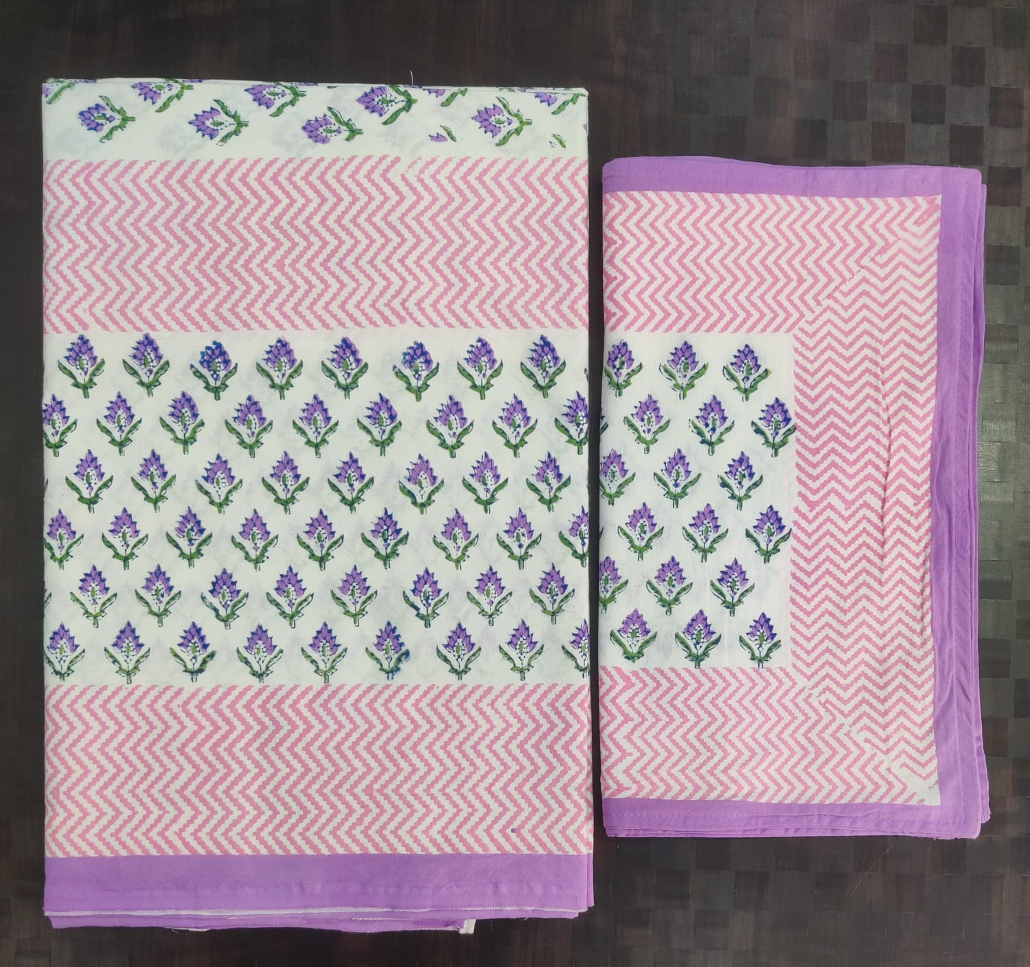 100%Pure cotton hand block designer bedsheet with 2 pillow cover