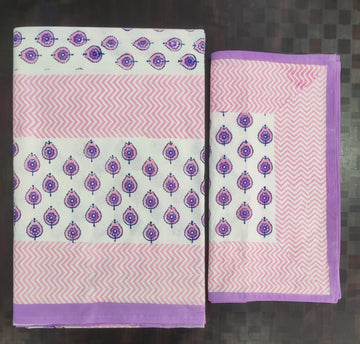 100%Pure cotton hand block designer bedsheet with 2 pillow cover
