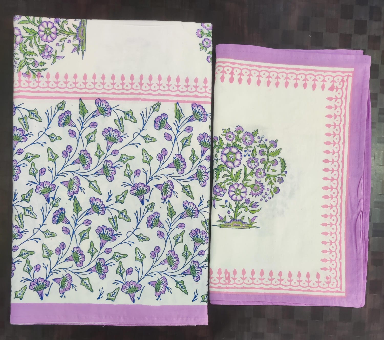 100%Pure cotton hand block designer bedsheet with 2 pillow cover