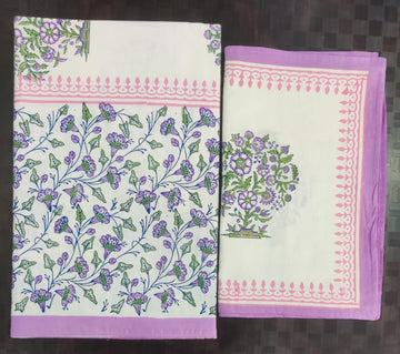 100%Pure cotton hand block designer bedsheet with 2 pillow cover