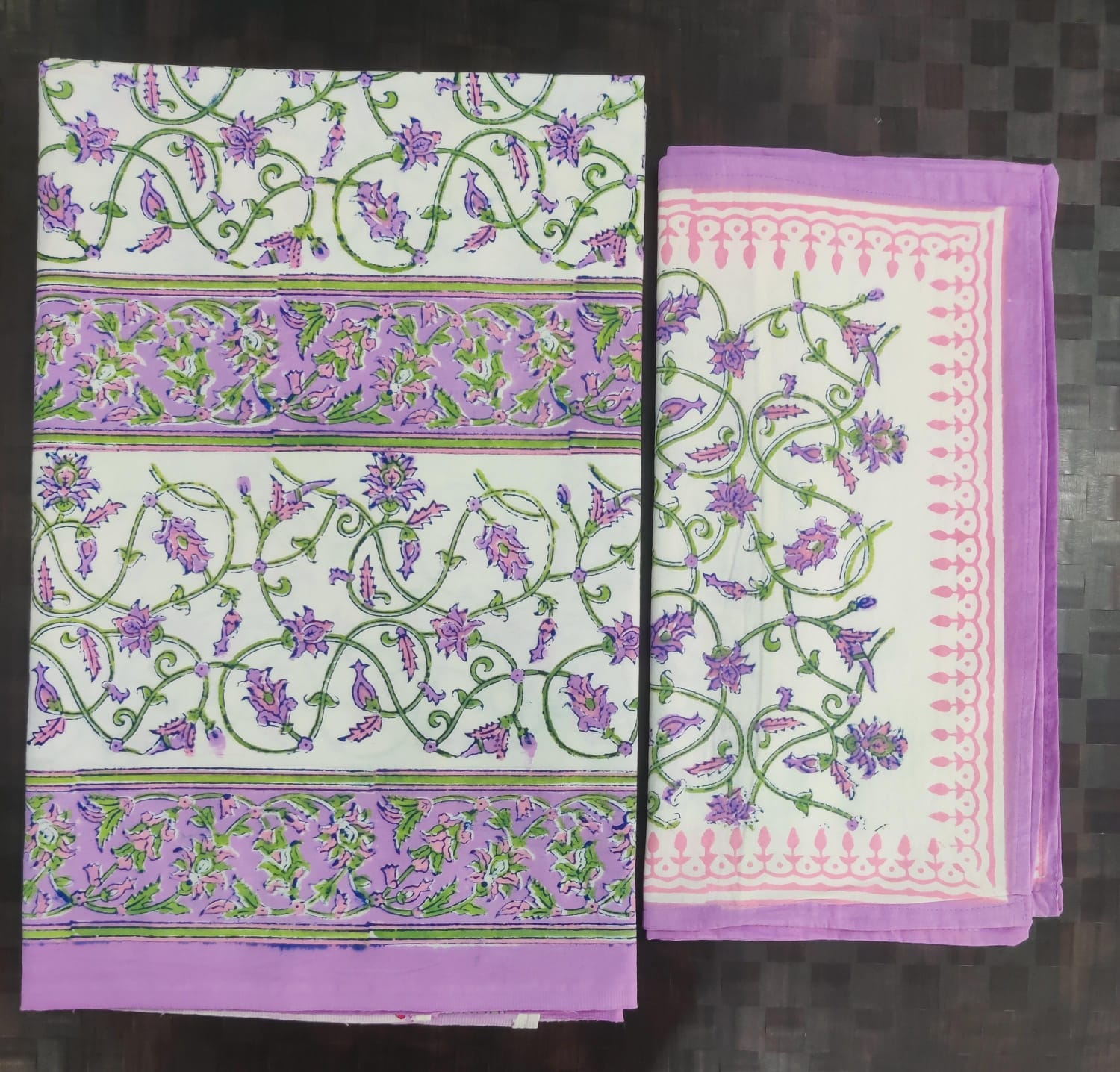 100%Pure cotton hand block designer bedsheet with 2 pillow cover