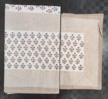 100%Pure cotton hand block designer bedsheet with 2 pillow cover