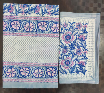 100%Pure cotton hand block designer bedsheet with 2 pillow cover
