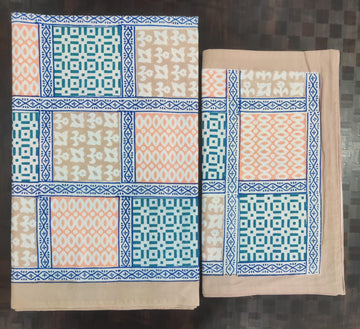 100%Pure cotton hand block designer bedsheet with 2 pillow cover
