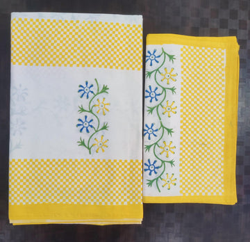 100%Pure cotton hand block designer bedsheet with 2 pillow cover
