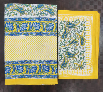 100%Pure cotton hand block designer bedsheet with 2 pillow cover