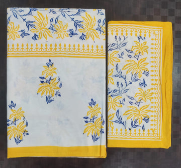 100%Pure cotton hand block designer bedsheet with 2 pillow cover