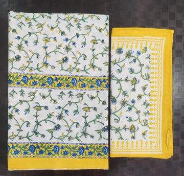 100%Pure cotton hand block designer bedsheet with 2 pillow cover
