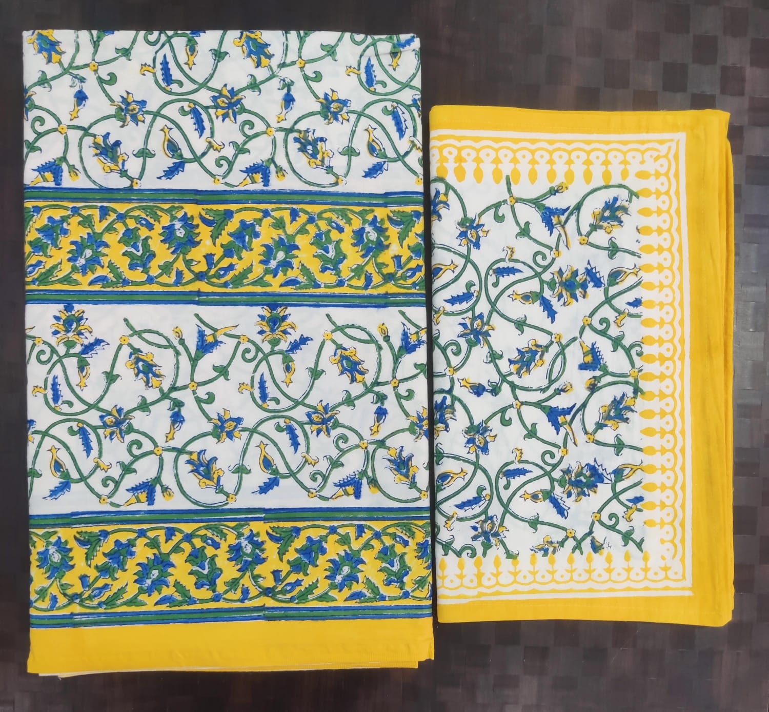 100%Pure cotton hand block designer bedsheet with 2 pillow cover