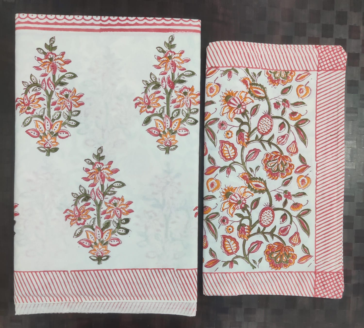 100%Pure cotton hand block designer bedsheet with 2 pillow cover