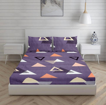 Cotton designer elastic fitted bedsheet with 2 pillow cover